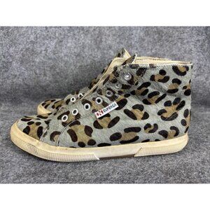 Superga Shoes Womens Size 39 Leopard Print Calf Hair High Top S009KQ0 Sneakers